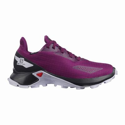 Salomon ALPHACROSS BLAST CLIMASALOMON™ WATERPROOF - Lasten Polkujuoksukengät - Violetit/Mustat